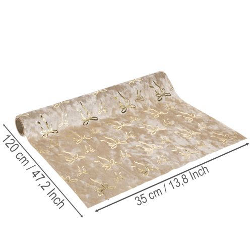 Pöytäliina, koristeellinen kangas kapeilla ruseteilla, rullassa, 120x35cm, 2 kpl | Floristik24.fi
