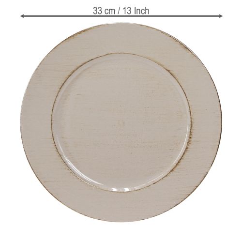 Koristelautanen, muovi, koristeellinen muovilautanen, harmaanruskea, Ø33cm | Floristik24.fi