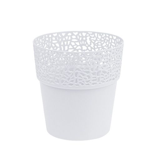Floristik24 Koristeruukku muovia valkoinen Ø13cm K13,5cm 1 kpl