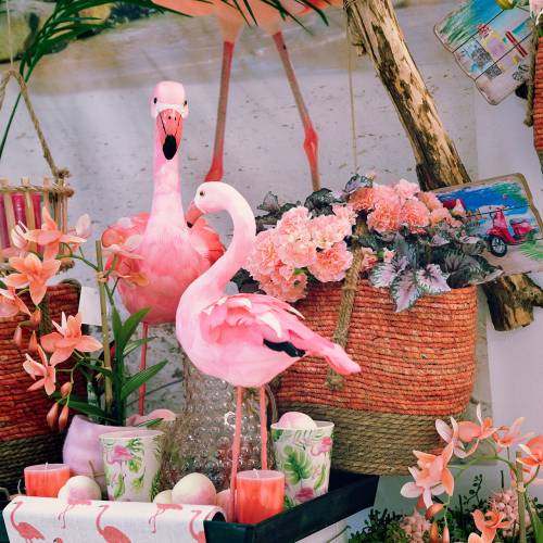 Floristik24 Koristeellinen flamingo höyhenillä vaaleanpunainen H45cm