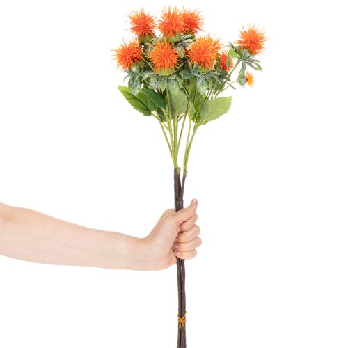 Keinotekoinen oranssi saflori tekokukkana maljakoihin ja koristeeksi, 55 cm, 4 kpl | Floristik24.fi