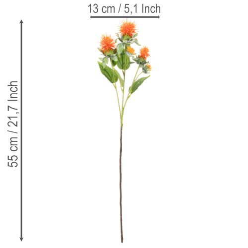 Keinotekoinen oranssi saflori tekokukkana maljakoihin ja koristeeksi, 55 cm, 4 kpl | Floristik24.fi
