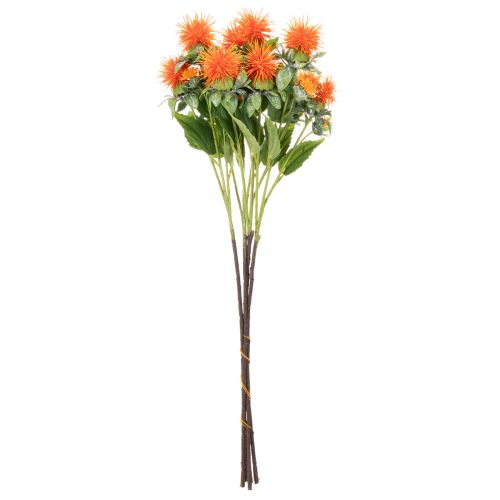 Keinotekoinen oranssi saflori tekokukkana maljakoihin ja koristeeksi, 55 cm, 4 kpl | Floristik24.fi