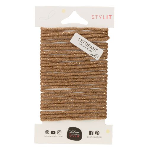 kohteita Ruskeaa villanarua kultaisella langalla, 5 m x 5 mm langalla, koristeluun ja askarteluun