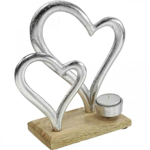 kohteita Teekynttilänjalka sydän metalli koriste pöytäkoriste puu 22cm