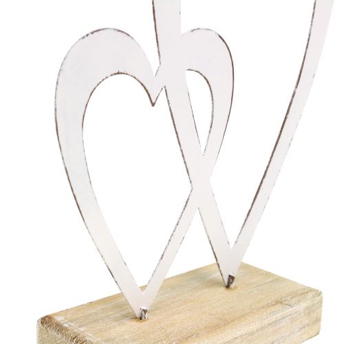 Floristik24 Tuplasydän valkoinen jalka H18cm