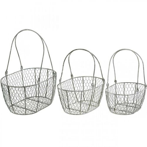 kohteita Lankakori, pääsiäiskori, koristekori metalli L32/28,5/25cm 3 kpl sarja