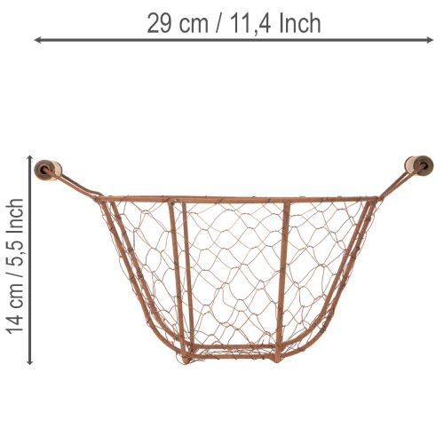 Vintage pyöreä metallikori puisilla kahvoilla, metallikori, ruosteenvärinen, Ø22cm | Floristik24.fi