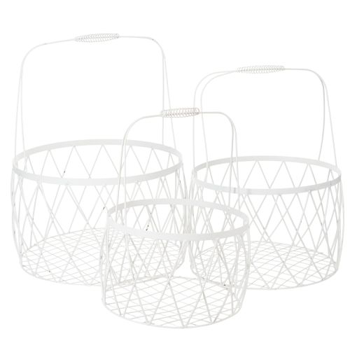 Floristik24 Lankakori kahvalla, valkoinen metalli, Ø25/30/35cm, 3 kpl setti