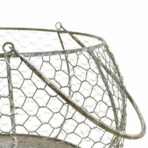 Floristik24 Lankakori nuhjuinen tyylikäs metalliverkkokori puutarhakoristeita Ø37/26cm 2 kappaletta