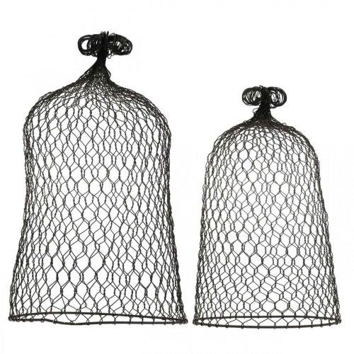 Floristik24 Koristekello metallia, kiipeilyapu, vaijerihuppu ruskea, patina H50/41cm Ø30/25cm, 2 kpl setti