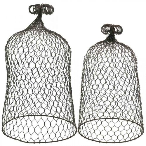 Floristik24 Koristekello metallia, kiipeilyapu, vaijerihuppu ruskea, patina H50/41cm Ø30/25cm, 2 kpl setti