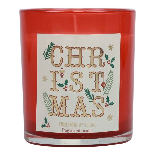 Tuoksukynttilä Joulun tuoksukynttilä lasisessa punaisessa kanelikynsikassa Ø8cm