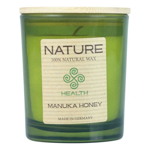 kohteita Tuoksukynttilä lasisessa luonnonvahakynttilä Manuka Honey 85×70mm