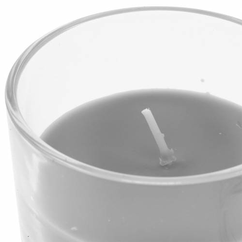 kohteita Tuoksukynttilä lasista vaniljanharmaata Ø8cm K10.5cm