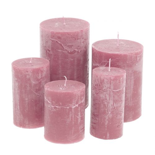 kohteita Yksivärisiä kynttilöitä vanha pinkki eri kokoisia