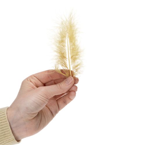 kohteita Aitoja höyheniä askarteluun, vaaleankeltaisia, 5 cm – 10 cm, 20 g