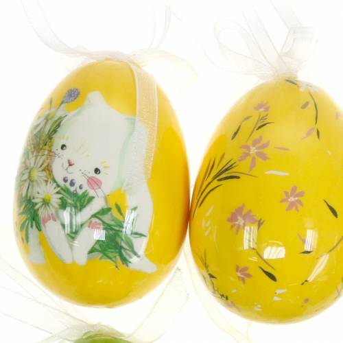 Floristik24 Koristeellinen pääsiäiskimppu muna ripustettavaksi keltainen, vihreä valikoima H7cm 6kpl