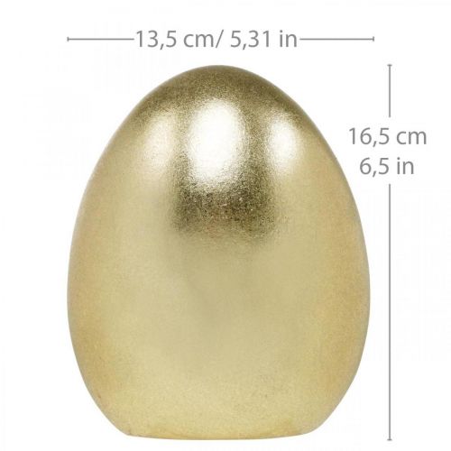 Keraaminen muna kultainen, jalo pääsiäiskoristeet, koriste-esine muna metallinen K16,5cm Ø13,5cm