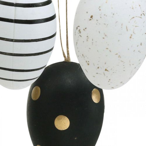 Floristik24 Pääsiäismunat ripustettavaksi Black White Gold Lajitelma H6cm 12kpl