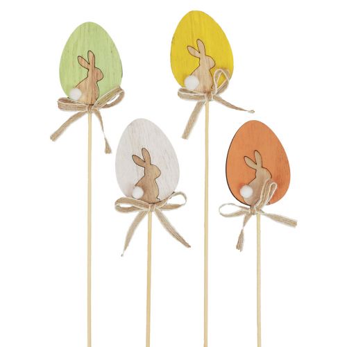 kohteita Kukkatulppa Pääsiäiskoriste puinen kananmuna värikäs pupulla 5×7cm 12 kpl
