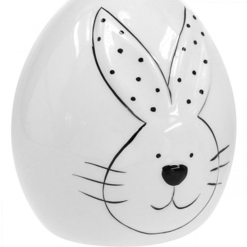 Floristik24 Koristeellinen munakeramiikka kanilla, pääsiäiskoristelu moderni, pääsiäismuna kani-kuviolla Ø11cm K12,5cm 4 kpl setti