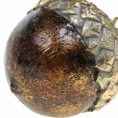 Floristik24 Koristeellinen tammenterho kultainen Ø7,4cm H9,7cm