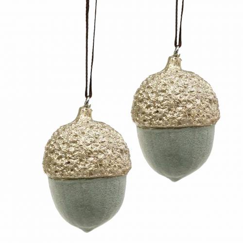 Floristik24 Joulukuusenkoriste Tammenterho Vihreä, Kulta 4×6cm 6kpl 6kpl