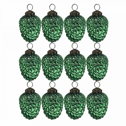 Floristik24 Tammenterho Lasi Vihreä Syksy Koriste Cone Joulukuusi Koriste 5,5×8cm 12kpl 12kpl