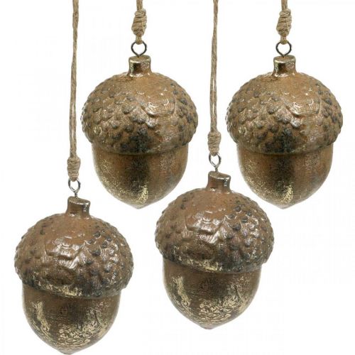 Koristeellinen riipus tammenterho, syksyn hedelmä, joulukuusen koristelu kultakoristeella H8cm Ø6cm 4kpl. Koristeellinen riipus tammenterho, syksyn hedelmä, joulukuusen koristelu kultakoristeella H8cm Ø6cm 4kpl.