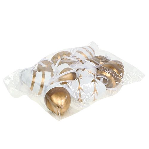 Floristik24 Munat ripustettavaksi valkoisena, ruskea 4cm - 6cm 12kpl