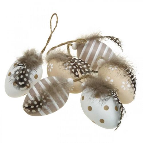 Floristik24 Pääsiäismunat ripustettavaksi deco-munat höyhenillä H6cm 6kpl