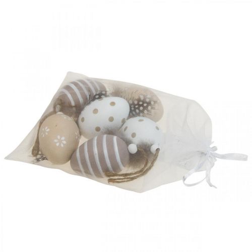 Floristik24 Pääsiäismunat ripustettavaksi deco-munat höyhenillä H6cm 6kpl