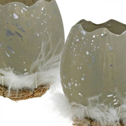 Muna koristeluun, pääsiäinen, deco munapuolikas, kevätkoristeet Ø8cm K10cm harmaa, hopea 4kpl
