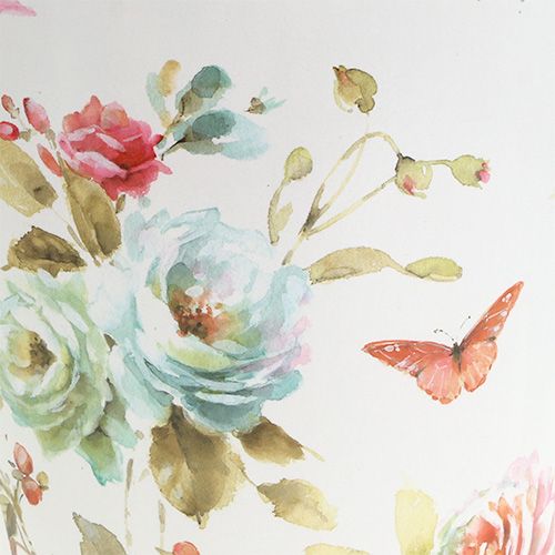 Floristik24 Valkoinen kukkakuvioitu ämpäri Ø20.5cm H22.5cm