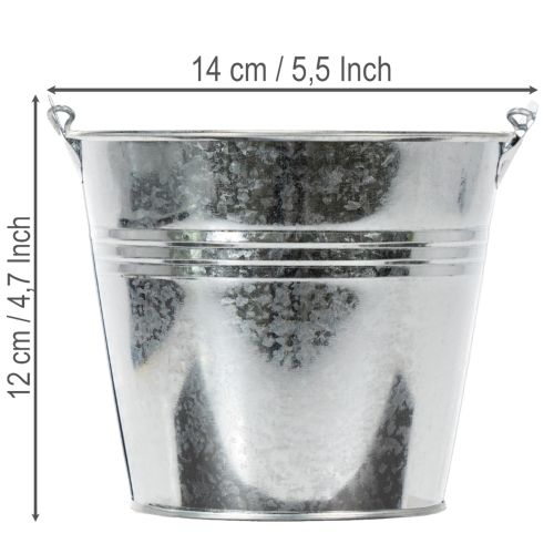 Ämpäri Ø14cm K12cm 6 kpl Sinkkiä, kiiltävä | Floristik24.fi