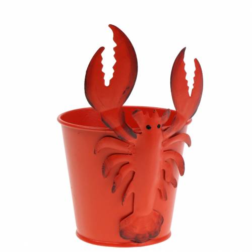 Floristik24 Koristeellinen ämpäri Lobster Metalli Punainen Ø8cm H13cm 3kpl 3kpl