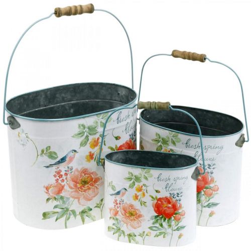 Kasvi ämpäri soikea Vintage kevät koristelu Planter metalli 26/22/17cm joukko 3 kpl
