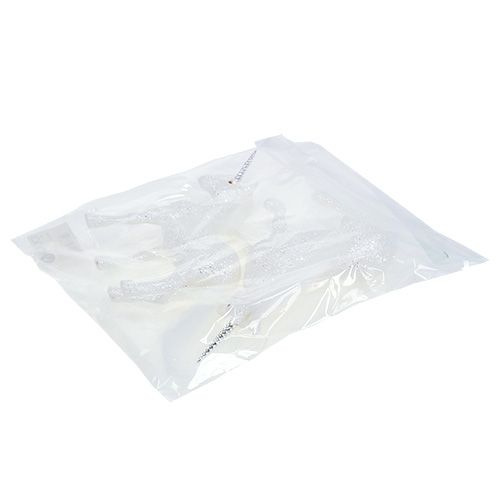 Floristik24 Yksisarvinen valkoinen kimalluksella 18cm 2kpl