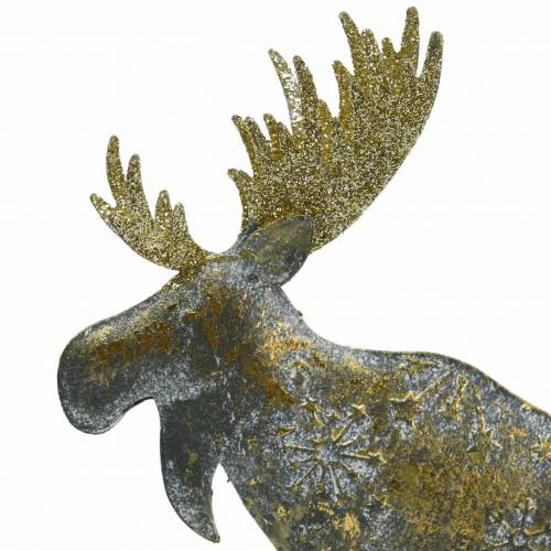 Floristik24 Joulukuvio hirvi kultainen antiikki look metal 21 × 14.5cm