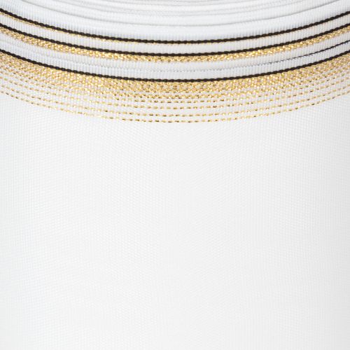 Elegantti Moiré-seppelenauha, 125 mm, valkoinen kultareunuksella - Laadukas koristenauha kukkakauppoihin ja juhliin | Floristik24.fi