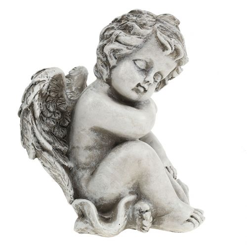 Muistomerkki nukkuva enkeli harmaa 16cm 2kpl