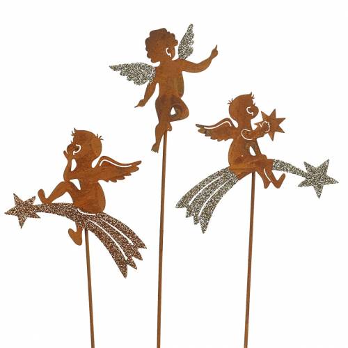 Floristik24 Koristepistoke Enkeli Ruosteinen Glitter Metalli H24-25cm 12kpl 12kpl