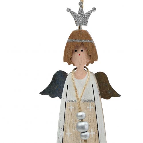 Floristik24 Enkeli luonnollinen, hopea ripustettava 20cm 6kpl