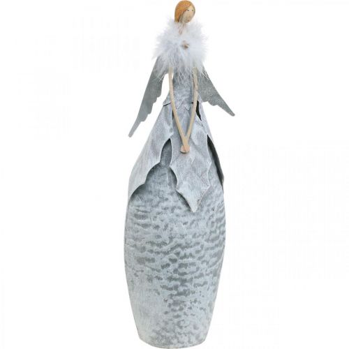 Deco enkelihahmo höyhenboa harmaalla metallikoristeella Joulu 38cm