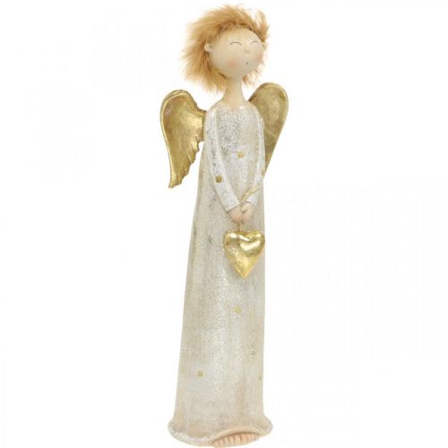 Floristik24 Deco hahmo enkeli sydämellä kultainen jouluenkeli 11,5×7,5×37cm