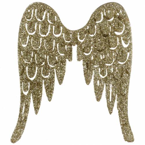 Floristik24 Kynttilänjalka enkeli siivet kimalteleva kulta 11cm x 9cm 6kpl