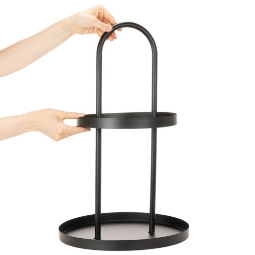 Metallinen kaksikerroksinen pyöreä koristetarjotin 58cm | Floristik24.fi