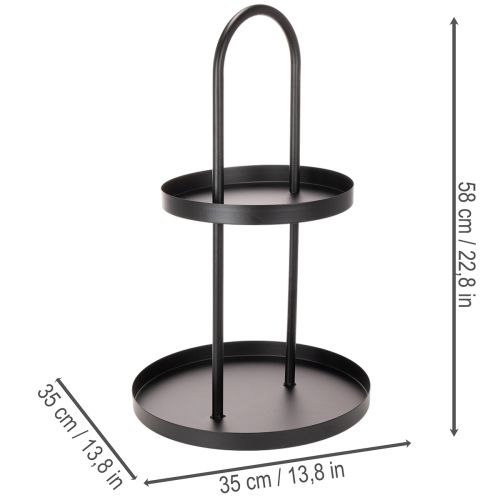 Metallinen kaksikerroksinen pyöreä koristetarjotin 58cm | Floristik24.fi