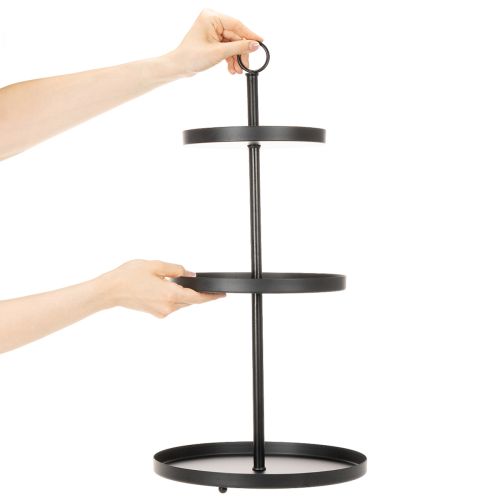 Kolmikerroksinen metallinen pyöreä tarjoilualusta monikerroksiseen pöytäkoristeeseen, 61 cm | Floristik24.fi